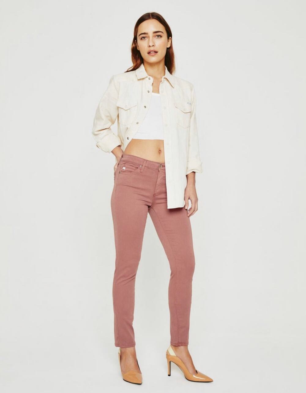 AG Adriano Goldschmied Prima Cigarette Crop Jeans Size 25 Peach